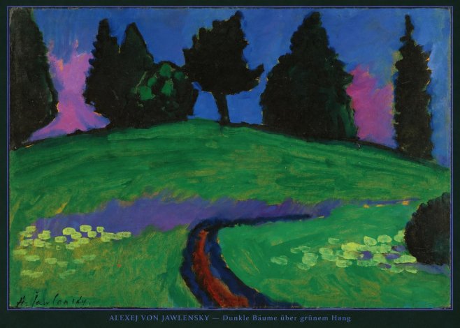 Alexej von Jawlensky Dunkle Bäume Über Grünem Hang No4 - Poster