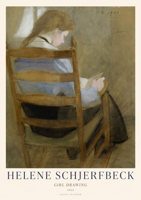 Helene Schjerfbeck Girl Drawing No1 - Poster