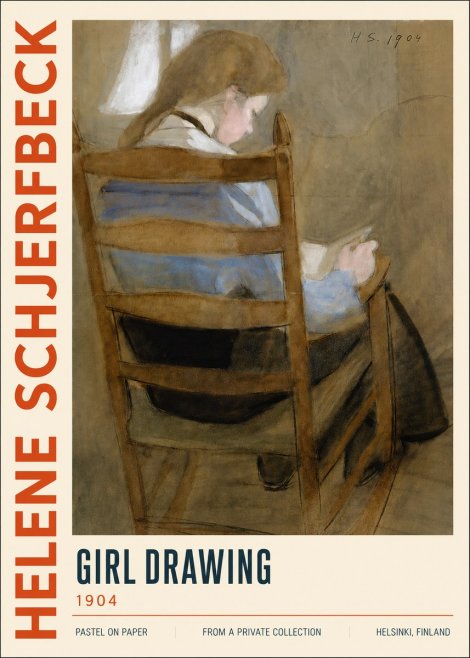Helene Schjerfbeck Girl Drawing No5 - Poster