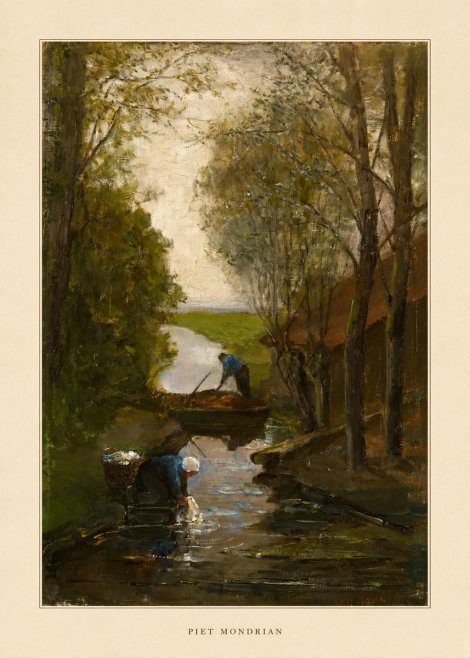 Piet Mondrian Washday on the Canal No5 - Poster