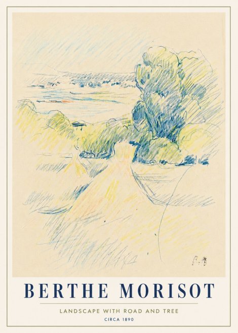 Berthe Morisot Landscape with Road and Tree No5 - Poster