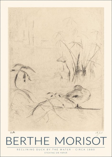 Berthe Morisot Reclining Duck by the Water No1 - Poster