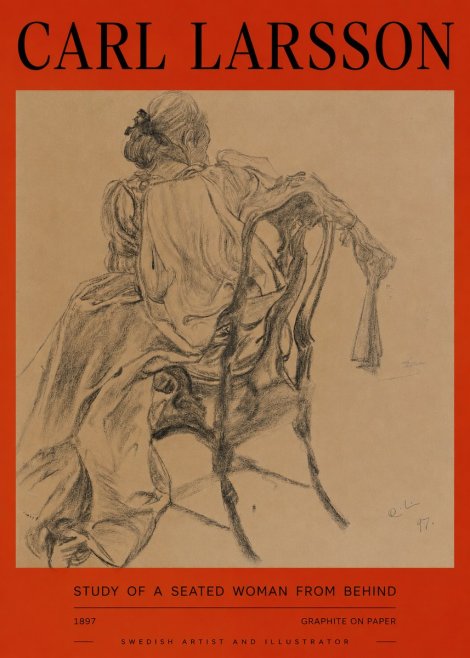 Carl Larsson Study of a Seated Woman from Behind No2 - Poster