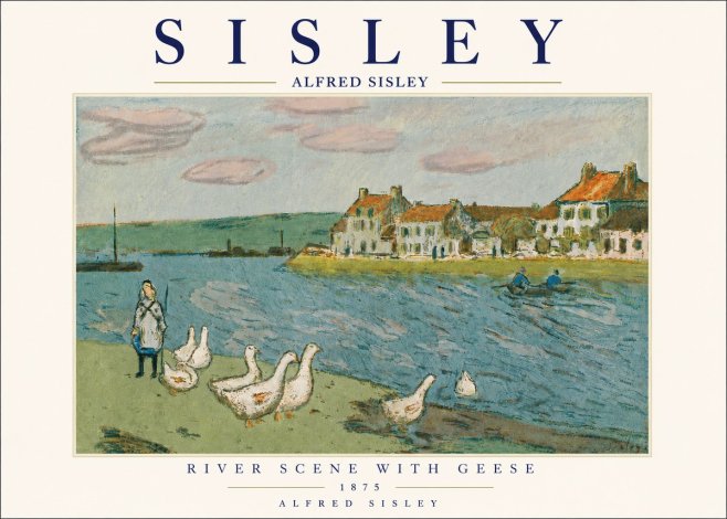 Sisley River Scene with Geese No5 - Poster