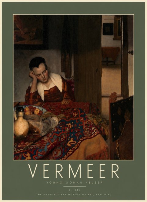 Vermeer Young Woman Asleep No2 - Poster
