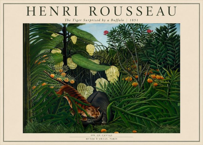 Rousseau The Tiger Surprised by a Buffalo No2 - Poster