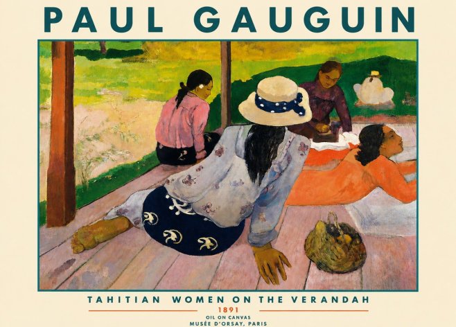 Paul Gauguin Tahitian Women on the Verandah No4 - Poster