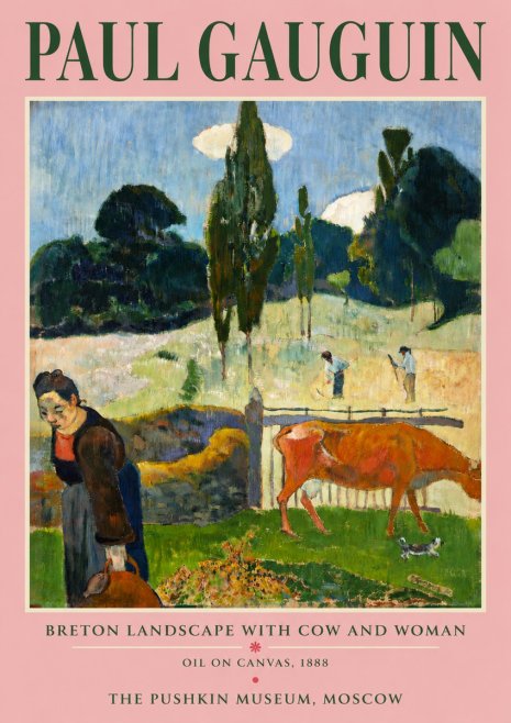 Paul Gauguin Breton Landscape with Cow and Woman No4 - Poster