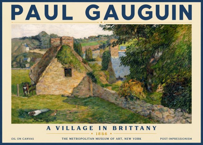 Paul Gauguin A Village in Brittany No5 - Poster