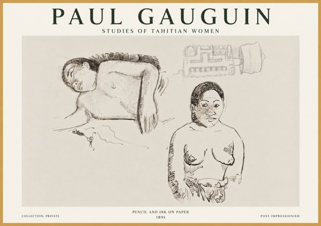 Paul Gauguin Studies of Tahitian Women No1 - Poster