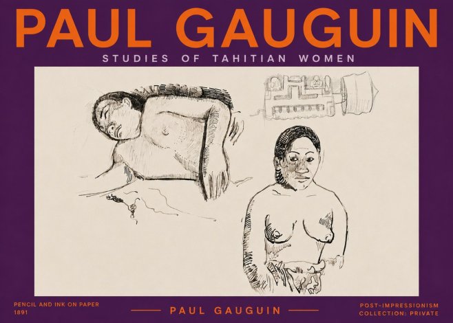 Paul Gauguin Studies of Tahitian Women No5 - Poster