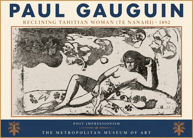 Paul Gauguin Reclining Tahitian Woman (Te Nanahi) No3 - Poster
