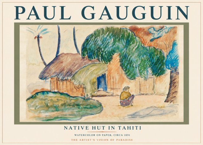 Paul Gauguin Native Hut in Tahiti No3 - Poster