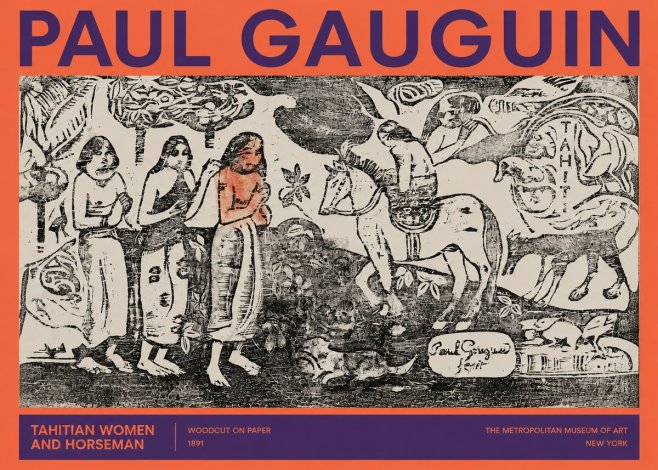 Paul Gauguin Tahitian Women and Horseman No2 - Poster