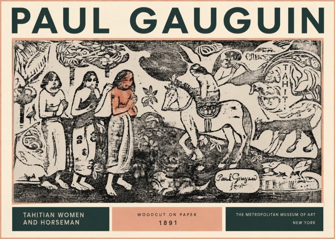 Paul Gauguin Tahitian Women and Horseman No4 - Poster