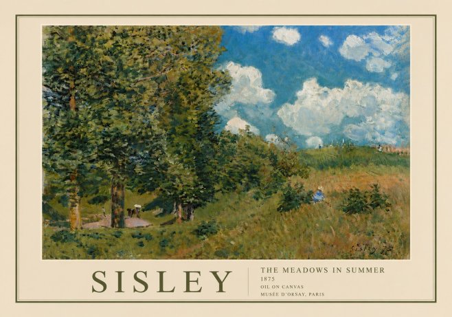 Sisley The Meadows in Summer, 1875 No6 - Poster
