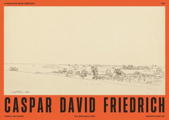 Caspar David Friedrich View of the Countryside Near Dresden No4 - Poster