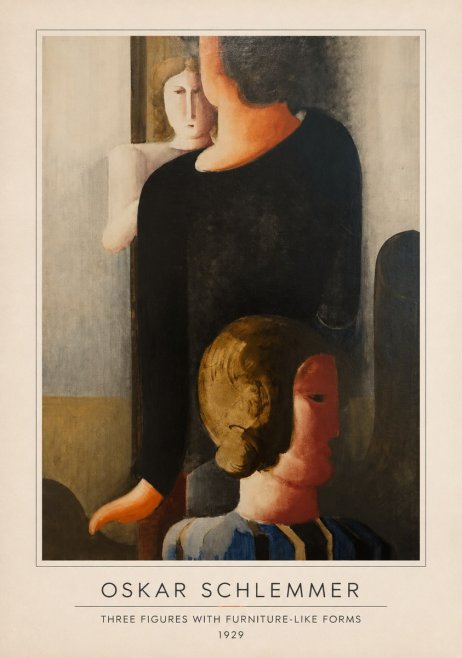 Oskar Schlemmer Three Figures with Furniture-like Forms No4 - Poster