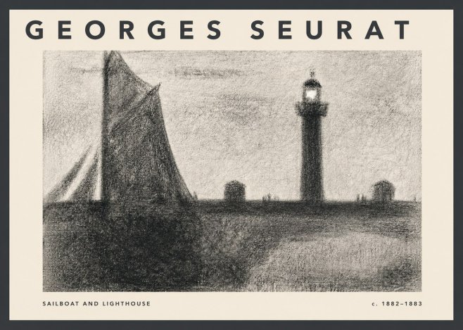 Seurat Sailboat and Lighthouse No2 - Poster