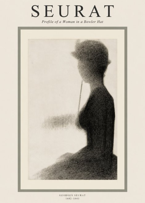 Seurat Profile of a Woman in a Bowler Hat No1 - Poster