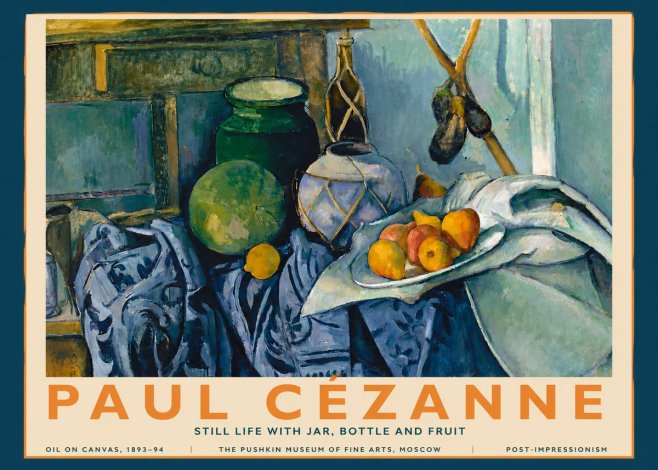 Paul Cézanne Still Life with Jar, Bottle and Fruit No3 - Poster