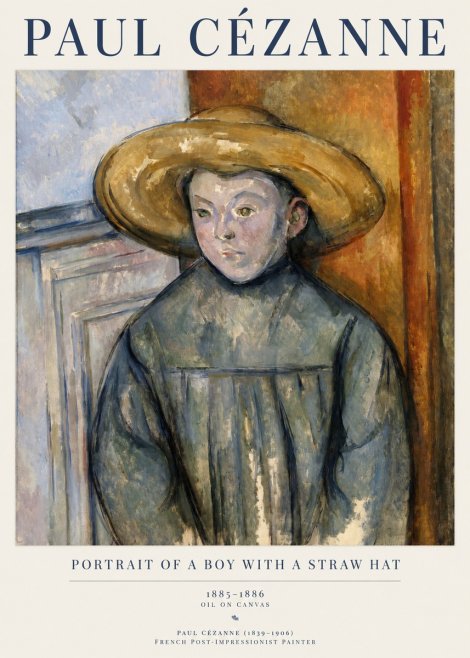 Paul Cézanne Portrait of a Boy with a Straw Hat No1 - Poster