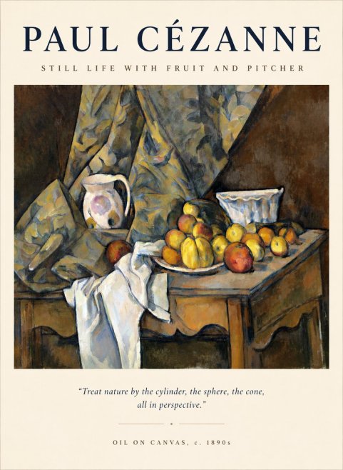 Paul Cézanne Still Life with Drapery, Pitcher and Fruit No2 - Poster