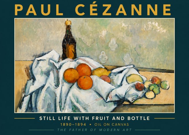 Paul Cézanne Still Life with Fruit and Bottle No5 - Poster
