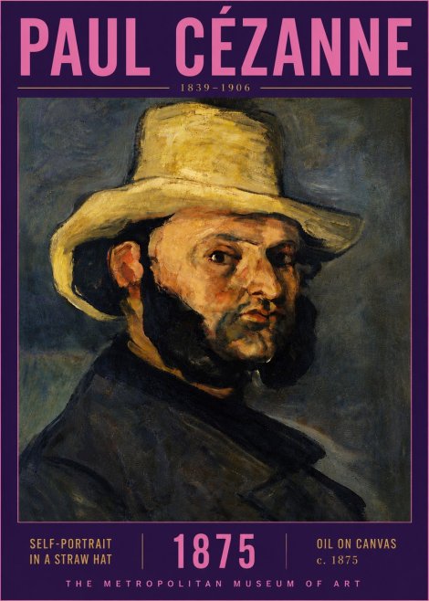 Paul Cézanne Self-portrait in a Straw Hat No5 - Poster