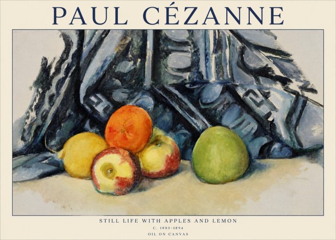 Paul Cézanne Still Life with Apples and Lemon No1 - Poster