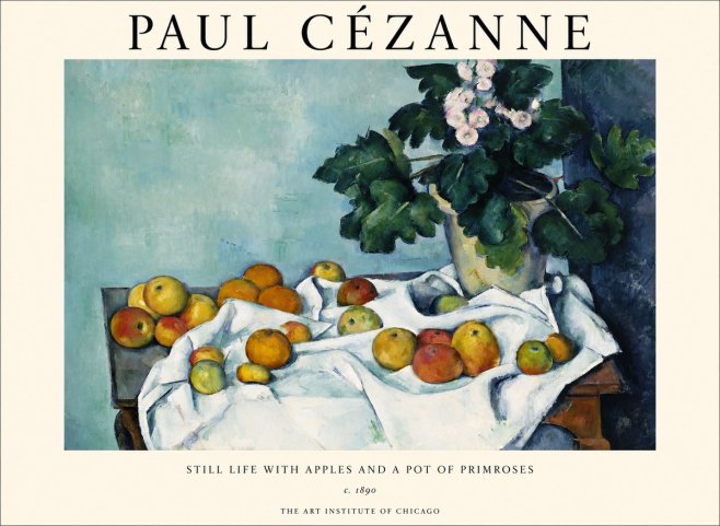 Paul Cézanne Still Life with Apples and a Pot of Primroses No1 - Poster
