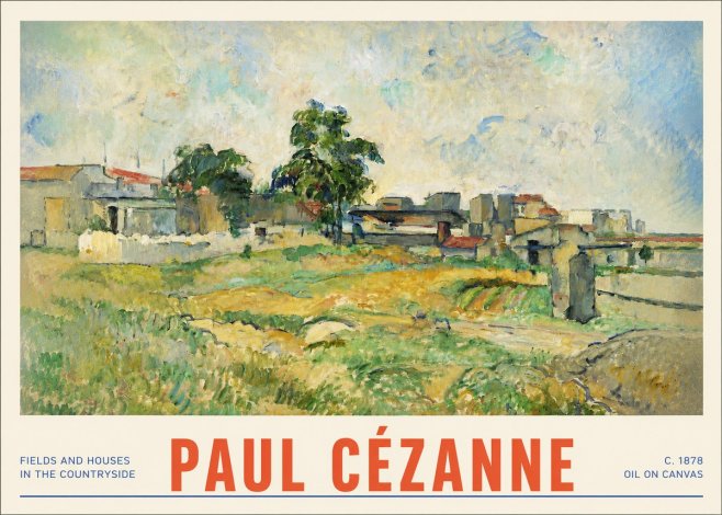 Paul Cézanne Fields and Houses in the Countryside No3 - Poster