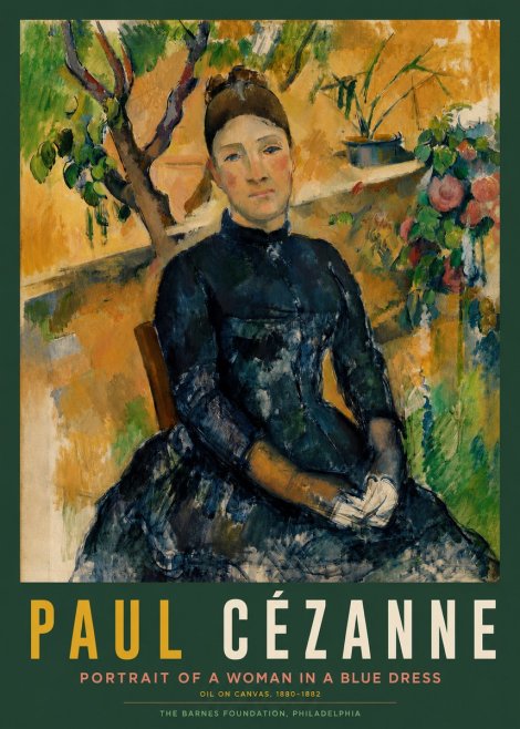 Paul Cézanne Portrait of a Woman in a Blue Dress No2 - Poster
