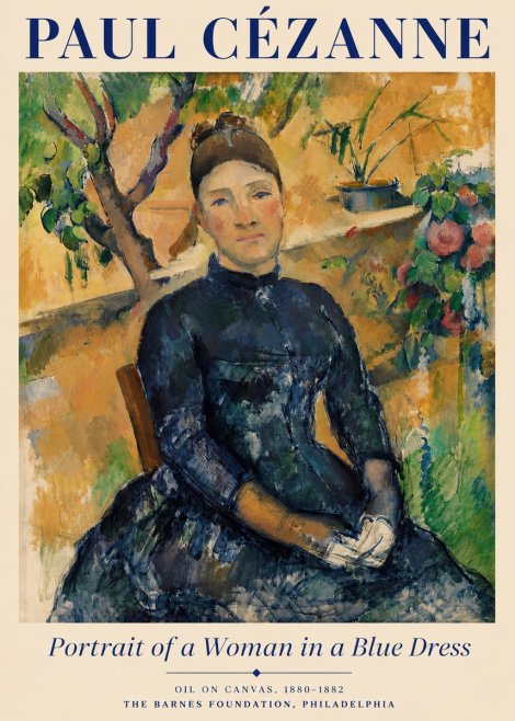 Paul Cézanne Portrait of a Woman in a Blue Dress No3 - Poster