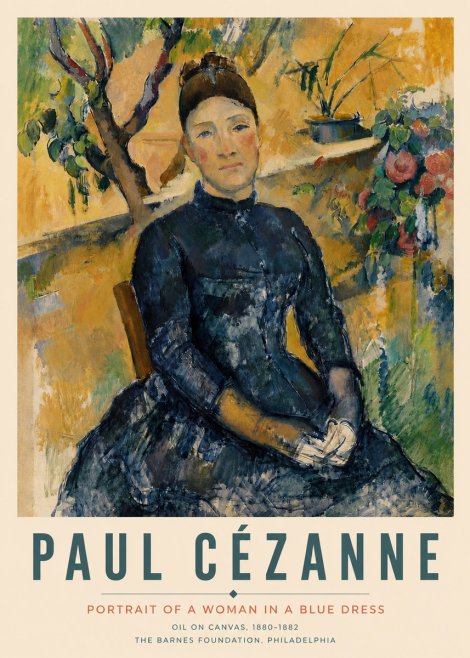 Paul Cézanne Portrait of a Woman in a Blue Dress No4 - Poster