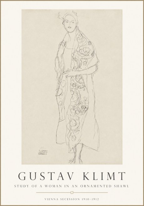 Klimt Study of a Woman in an Ornamented Shawl No1 - Poster