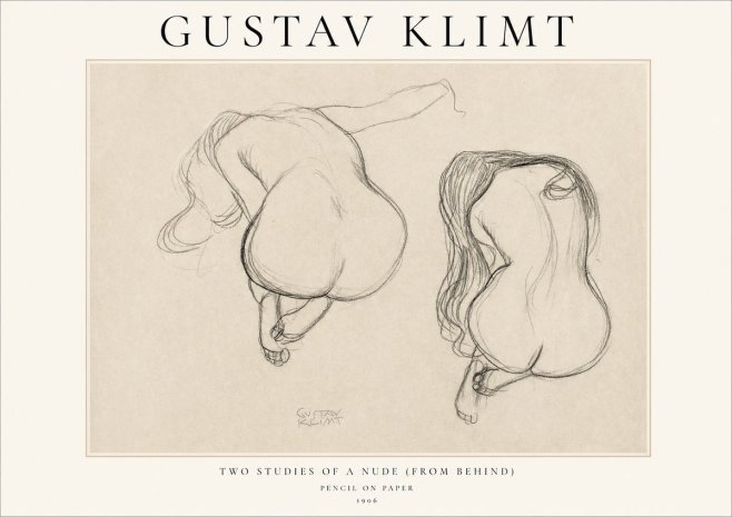 Klimt Two Studies of a Nude (from Behind) No1 - Poster