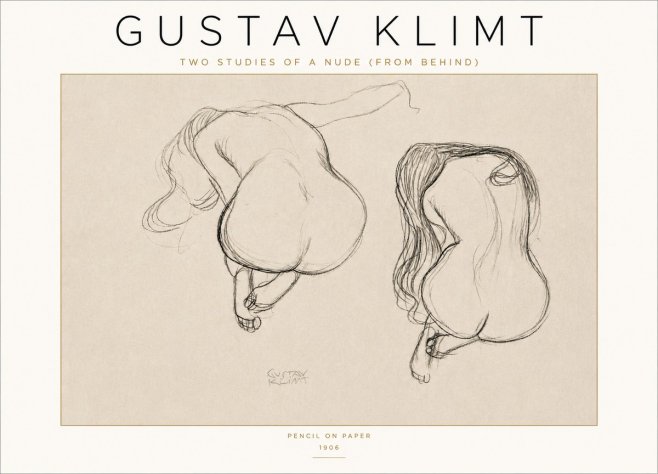 Klimt Two Studies of a Nude (from Behind) No4 - Poster