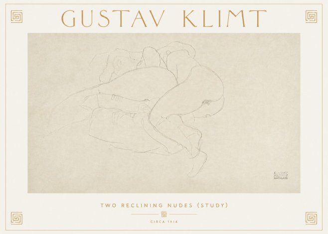 Klimt Two Reclining Nudes (Study) No2 - Poster