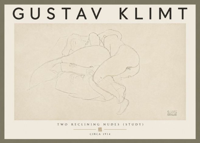 Klimt Two Reclining Nudes (Study) No5 - Poster