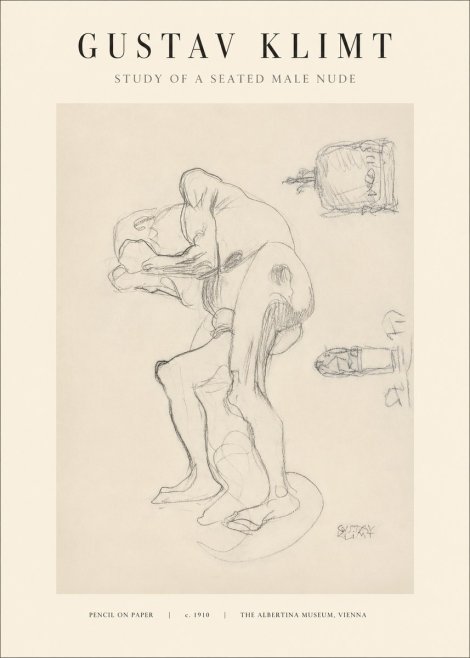Klimt Study of a Seated Male Nude No1 - Poster
