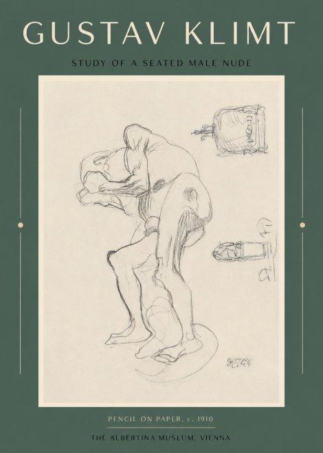 Klimt Study of a Seated Male Nude No2 - Poster