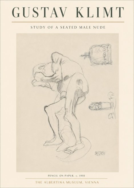 Klimt Study of a Seated Male Nude No3 - Poster