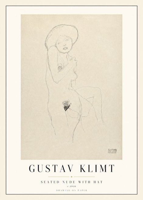 Klimt Seated Nude with Hat No3 - Poster