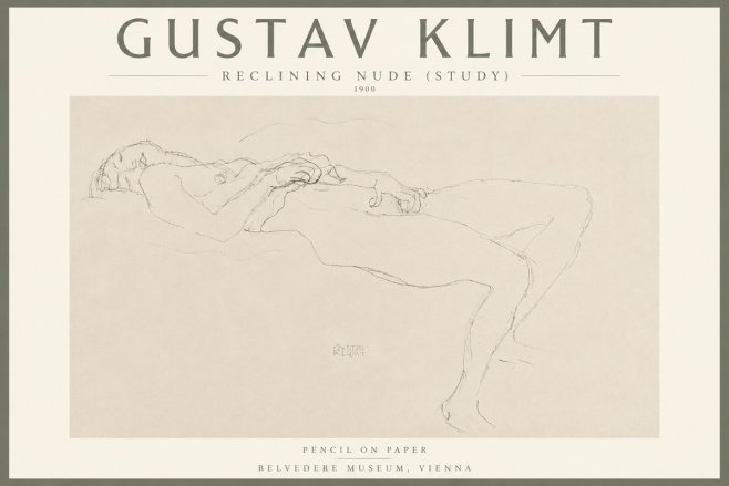 Klimt Reclining Nude (Study) No4 - Poster
