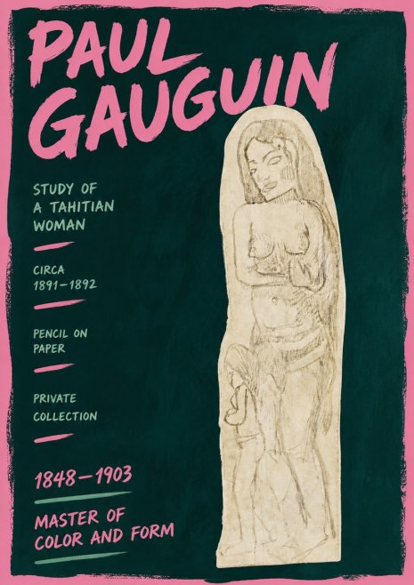 Paul Gauguin Study of a Tahitian Woman II No5 - Poster