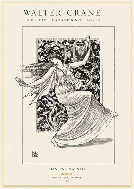 Walter Crane Dancing Maenad No1 - Poster