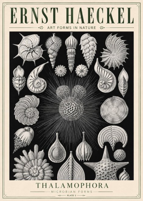 Ernst Haeckel Thalamophora - Microbian Forms - Plate 2 No5 - Poster