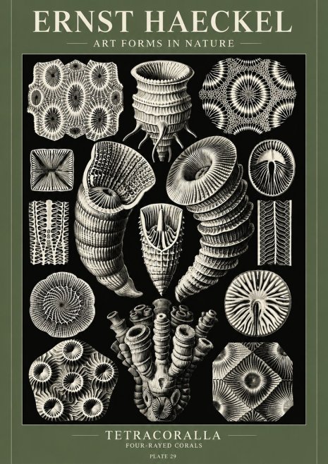 Ernst Haeckel Tetracoralla - Four-rayed Corals No6 - Poster