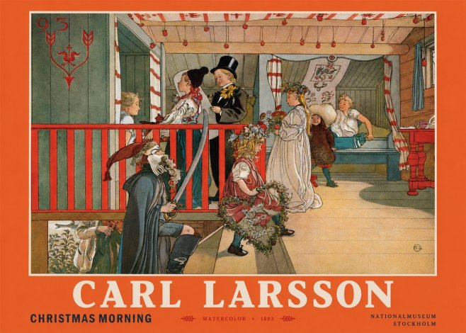 Carl Larsson Children Bringing Flowers No4 - Poster